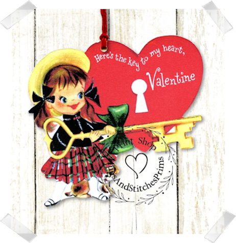 328 - Retro Key To My Heart Valentines Tags