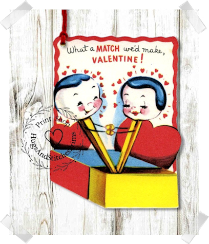 335 - Retro What A Match We'd Make Valentines Tags