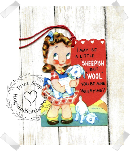 353 - Retro Wool You Be My Valentines Tags