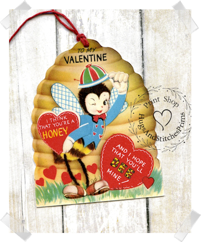 368 - Retro You're A Honey Bee Mine Bee Hive Valentines Tags