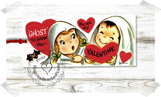 389 - Retro Just Ghost To Show Valentines Tags