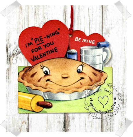 394 - Retro I'm Pie-ning For You Valentines Tags