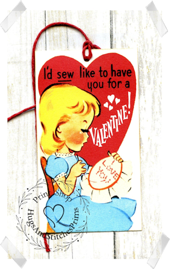 414 - Retro I'd Sew Like You For My Valentines Tags