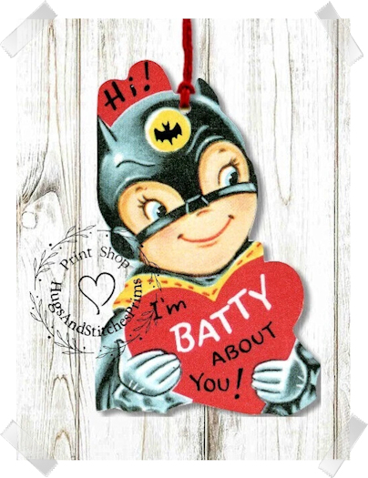 418 - Retro I'm Batty About You Boy Valentines Tags
