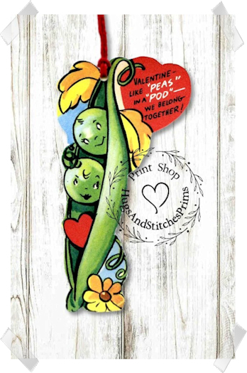 421 - Retro Like Peas In A Pod Valentines Tags