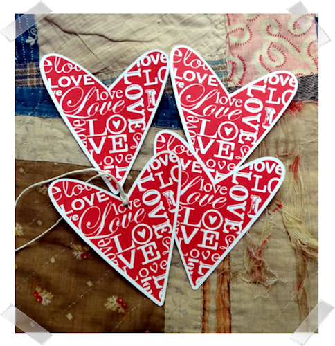 460 - Love Word Art Heart Shaped Valentines Tags