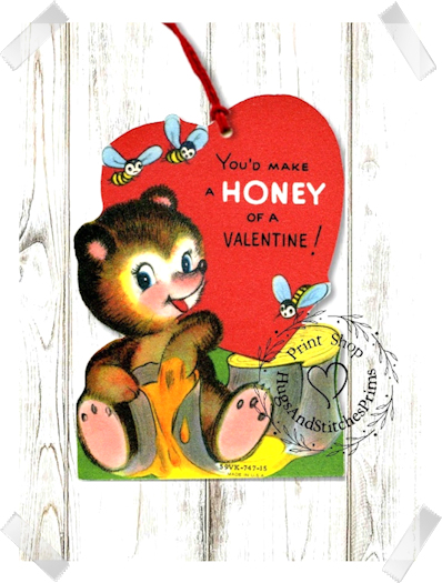 462 - Retro You'd Make A Honey Of A Valentine Bear Tags