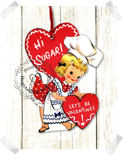 486 - Retro Hi Sugar Girl Chef Baking Valentines Tags