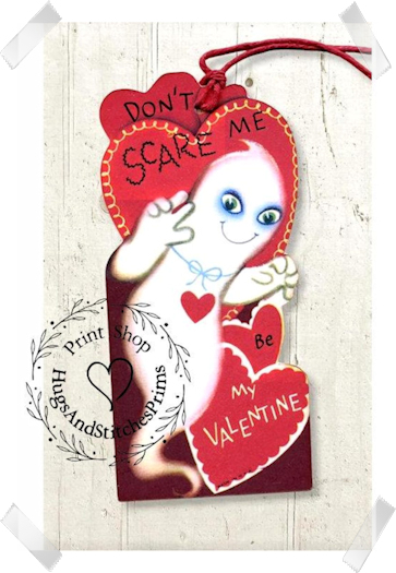 513 - Retro Don't Scare Me Ghost Valentines Tags