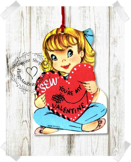 526 - Retro Sew You're My Valentines Tags