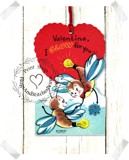 533 - Retro I Glow For You Fireflies Valentines Tags