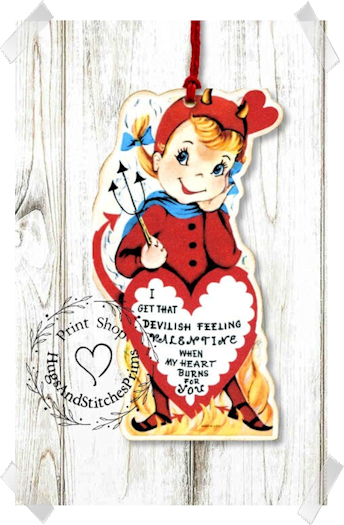538 - Retro I Get That Devilish Feeling Valentines Tags