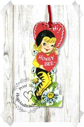 594 - Retro Hi Honey Bee My Retro Hi Honey Bee My Valentine Valentines Tags