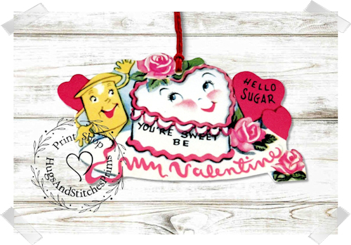 602 - Retro Hello Sugar You're Sweet Valentines Tags