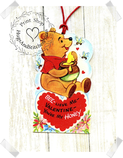 608 - Retro Bee-lieve Me Honey Bear Valentines Tags