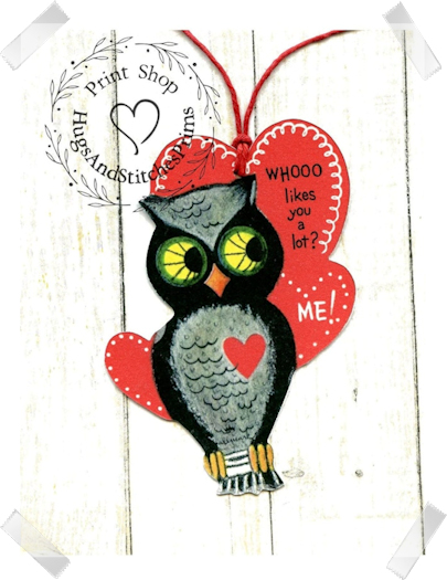 612 - Retro Who LIkes You Owl Valentines Tags