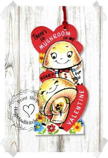 633 - Retro There's So Mushroom In My Heart Valentines Tags