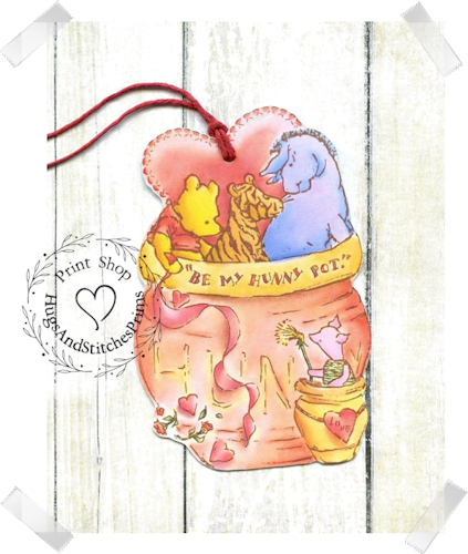 664 - Retro Be My Honey Pot Bear and Friends Valentines Tags