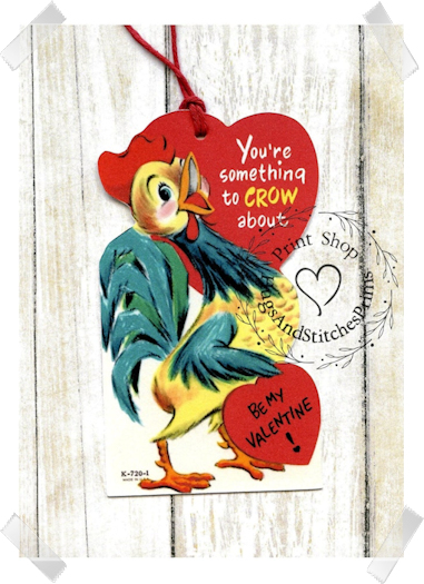 684 - Retro You're Something To Crow Valentines Tags
