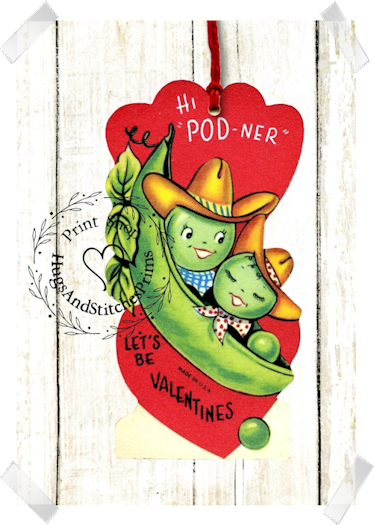 691 - Retro Hi Pod-ner Peas in a Pod Valentines Tags