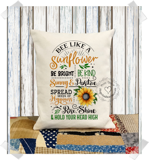 Bee Like A Sunflower Fabric Pillow #1134