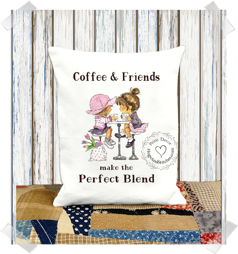 Coffee and Friends Make The Perfect Blend Coffee Fabric Pillow #1139