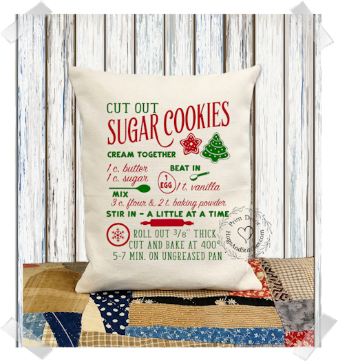 Sugar Cookies Baking Recipe Fabric Pillow #1141