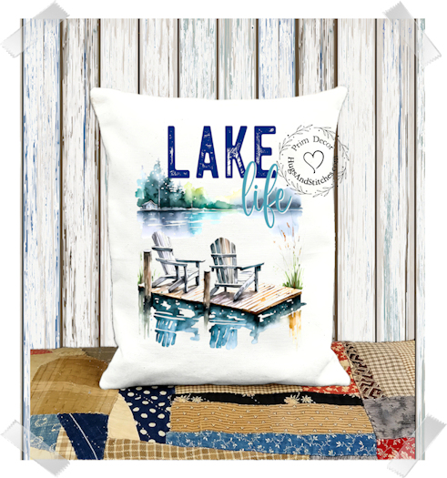 Lake Life Dock Fabric Pillow #1167