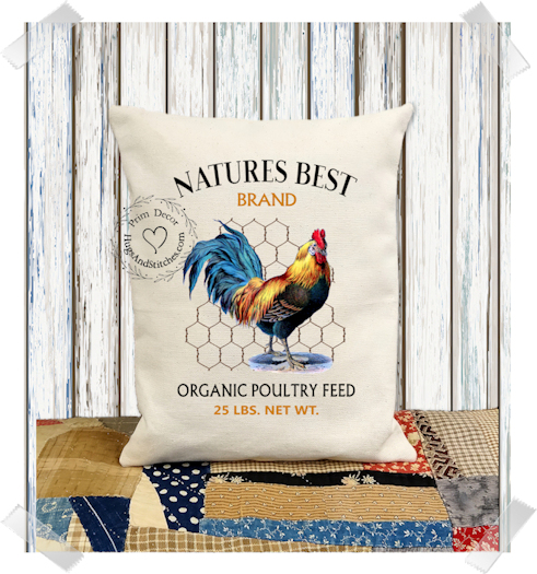 Natures Best Chicken Poultry Feed Fabric Pillow #1214