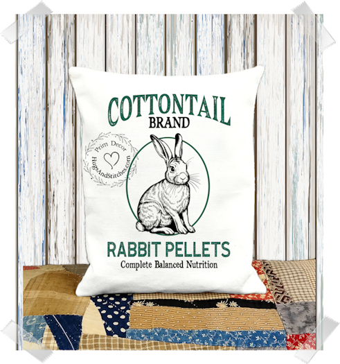 Cottontail Bunny Rabbit Mix Fabric Pillow #1230