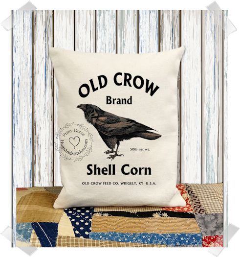 Old Crow Brand Corn Fabric Pillow #1231