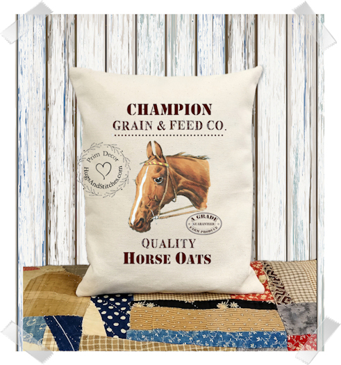Champion Grain & Feed Horse Fabric Pillow #1233