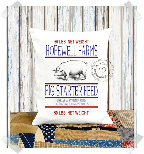 Hopewell Pig Sow Feed Fabric Pillow #1254