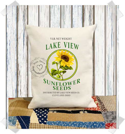 Lakeview Sunflower Seeds Fabric Pillow #1257