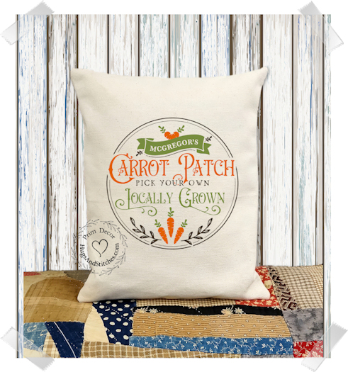 McGregors Carrot Patch Fabric Pillow #1272
